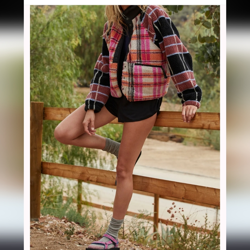 Free People Movement Rocky Ridge Fleece Jacket Striped Printed Autumn Combo